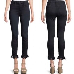 Karlie Black Skinny Jeans with Frayed Hem